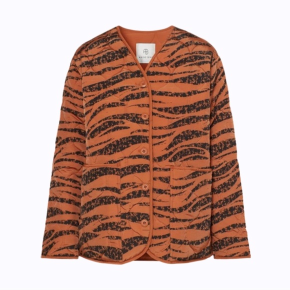 NWT Anine Bing Andy Bomber Quilted Jacket Color Rust Zebra Size XS - Picture 4 of 16